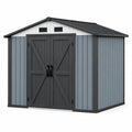 Abri de jardin 240 x 180 x 220 cm en résine gris anthracite avec portes doubles