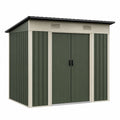 Abri de jardin 213 x 130 x 184 cm en acier vert gris avec portes doubles ventilées