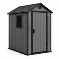 Abri de jardin 120 x 100 x 190 cm en résine gris anthracite pour rangement extérieur avec toit à deux pentes