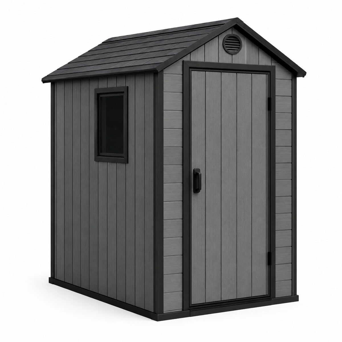 Abri de jardin 120 x 100 x 190 cm en résine gris anthracite pour rangement extérieur avec toit à deux pentes