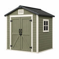Abri de jardin 180 x 120 x 190 cm en résine vert kaki avec double porte style chalet