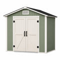 Abri de jardin 240 x 180 x 220 cm en résine vert et blanc à double porte ventilé