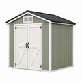 Abri de jardin 213 x 127 x 190 cm en résine vert sauge blanc rangement extérieur à double porte