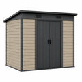 Abri de jardin 180 x 100 x 180 cm en résine beige et anthracite avec double porte ventilée