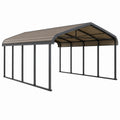 Abri voiture 500 x 300 cm acier anthracite toit polycarbonate protection extérieure