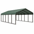 Abri voiture 610 x 370 x 290 cm en acier vert à toit incliné pour extérieur