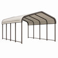 Abri voiture 600 x 300 x 280 cm en métal anthracite avec toit translucide arrondi