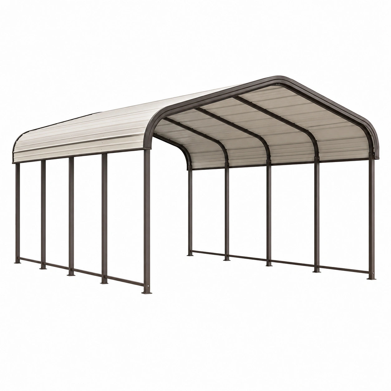 Abri voiture 600 x 300 x 280 cm en métal anthracite avec toit translucide arrondi