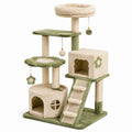 Arbre à chat 60 x 50 x 145 cm en peluche beige et vert avec griffoirs et niches