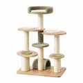 Arbre à chat 70 x 50 x 150 cm en bois et sisal vert avec plateformes griffoirs et niche