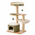 Arbre à chat 60 x 50 x 145 cm en bois beige et vert avec griffoirs en sisal