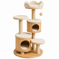 Arbre à chat 60 x 60 x 150 cm en bois beige avec griffoirs niches et plateformes